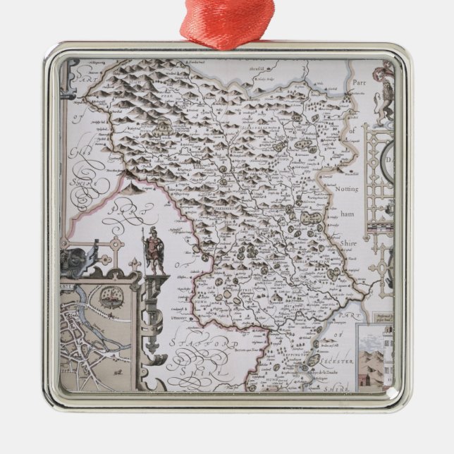 Darbieshire, engraved by Jodocus Hondius Metal Tree Decoration (Front)