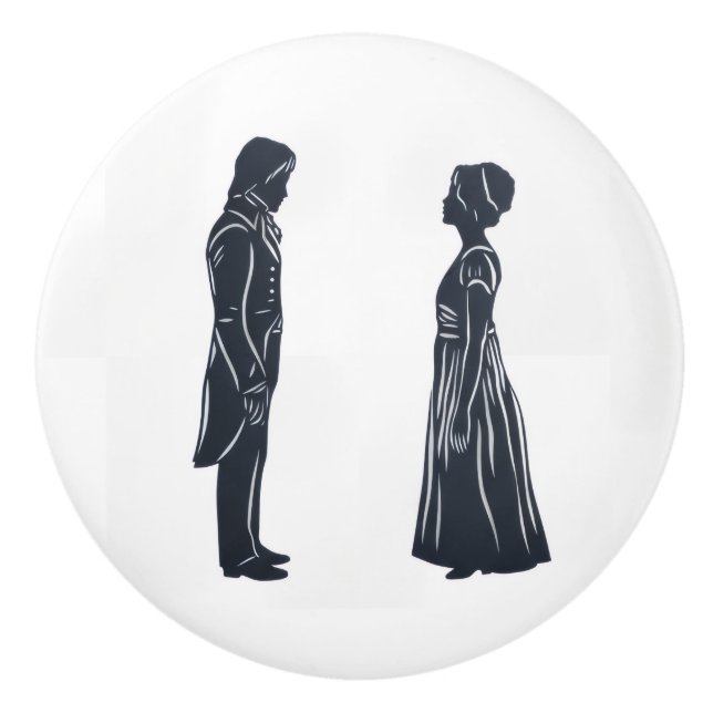 Darcy and Elizabeth Silhouettes Ceramic Knob (Front)