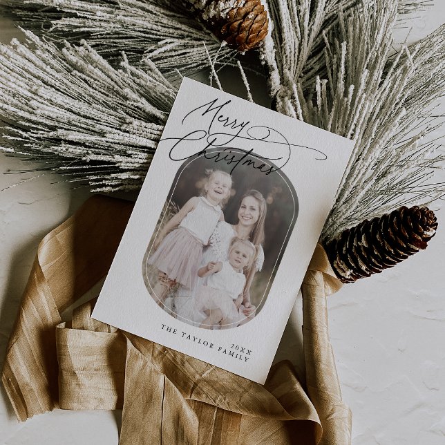DARCY Black Digital Boho Family Christmas Photo Holiday Card (DARCY Black Digital Boho Family Christmas Photo Holiday Card)