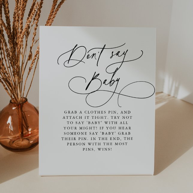 DARCY Black White Don't Say Baby Game Baby Shower Pedestal Sign (DARCY Black White Don't Say Baby Game Baby Shower Pedestal Sign)