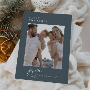 DARCY Blue Unique Vintage Family Photo Christmas Holiday Card