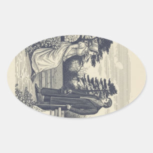 Darcy & Elizabeth scene Oval Sticker
