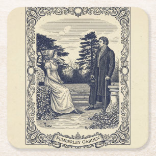 Darcy & Elizabeth scene Square Paper Coaster