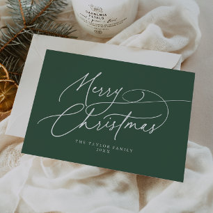 DARCY Green Elegant Family Vintage Merry Christmas Holiday Card