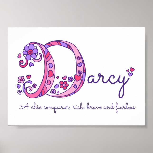 Darcy initial D doodle art name meaning Poster (Front)