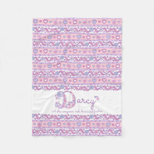 Darcy letter D custom name meaning patterned Fleece Blanket