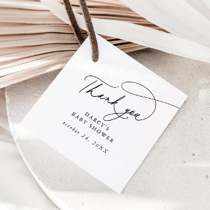 DARCY Minimalist Black White Baby Shower Thank You Favour Tags