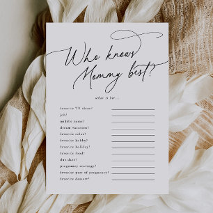DARCY Who Knows Mummy Best Baby Shower Game Card