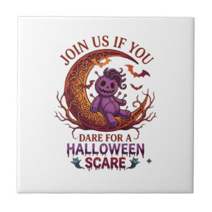 Dare Halloween Scare Purple Voodoo Doll Crescent M Tile