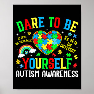 Dare to Be Autism Awareness Puzzle Men Women Kid Poster