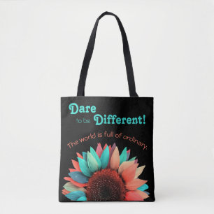 Dare to Be Different Colourful Sunflower Tote Bag