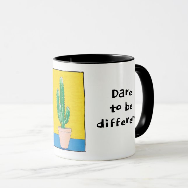 Dare to be different, euphorbia cactus, your name mug (Front Right)