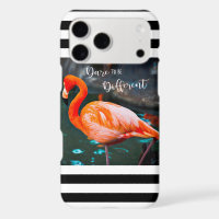 Dare To Be Different Flamingo Black White Stripes
