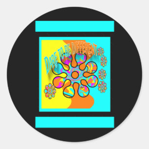Dare To Be Different. Flower Pattern. Bright Colou Classic Round Sticker