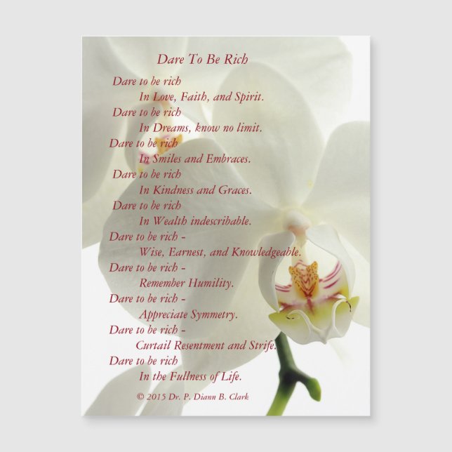 "Dare To Be Rich" Magnetic Card (Front)