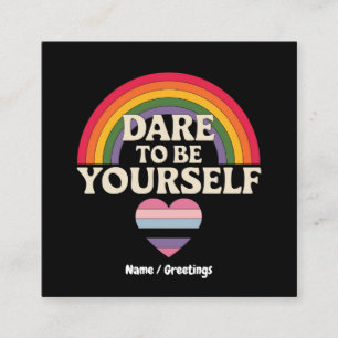 Dare To Be Yourself Autism Awareness Rainbow Gift Square Business Card