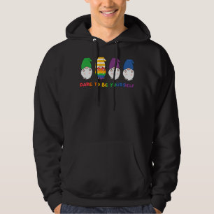 Dare To Be Yourself Gnomes LGBT Flag Ally LGBTQ Ga Hoodie