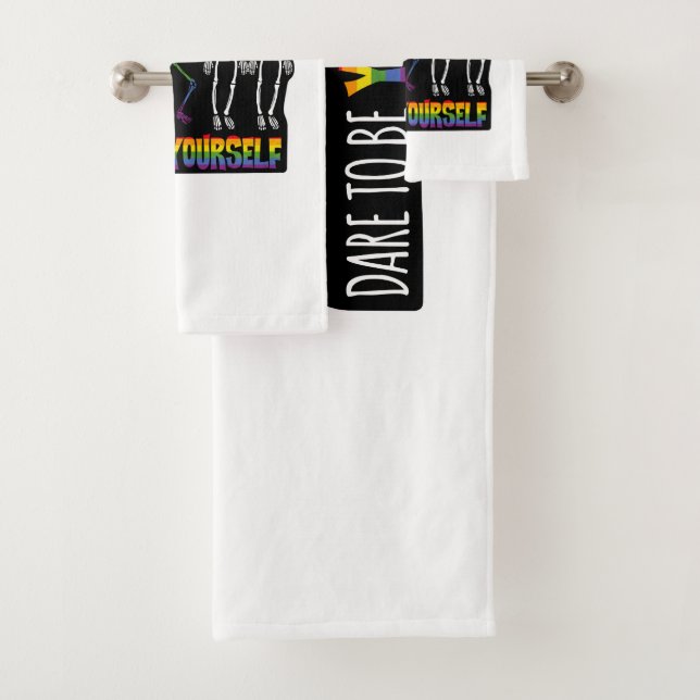 Dare To Be Yourself Halloween Dabbing Skeleton Bath Towel Set (Insitu)
