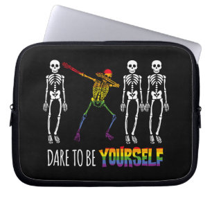 Dare To Be Yourself Halloween Dabbing Skeleton Laptop Sleeve