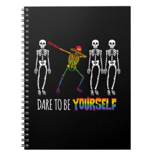 Dare To Be Yourself Halloween Dabbing Skeleton Notebook