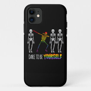 Dare To Be Yourself Halloween Dabbing Skeleton Pop iPhone 11 Case
