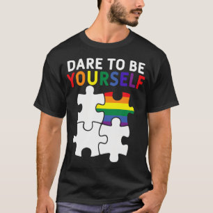Dare To Be Yourself Lgbt Pride Puzzle Piece T-Shirt
