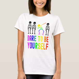 Dare To Be Yourself Lgbt Pride Skeleton Dabbing T-Shirt