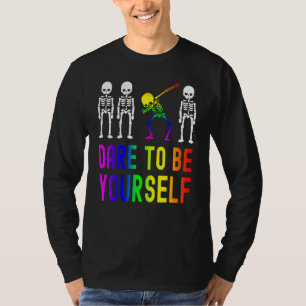 Dare To Be Yourself Lgbt Pride Skeleton Dabbing T-Shirt