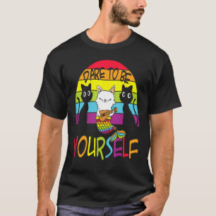 Dare To Be Yourself Lgtbq+ Rainbow With Cats T-Shirt