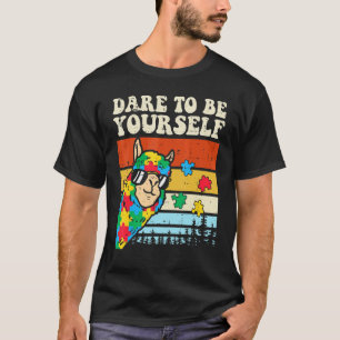 Dare To Be Yourself Llama Puzzle Autism Awareness T-Shirt