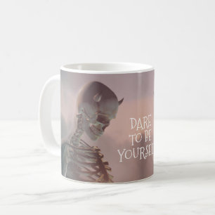 Dare To Be Yourself. Skeleton with horns Coffee Mug