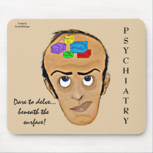 Dare to delve-Psychiatry Humour Cartoon Mouse Mat