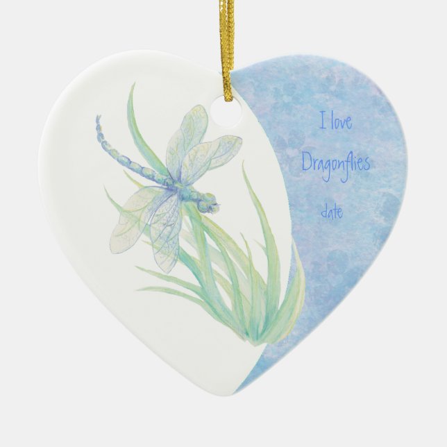 Dare to Dream Motivational Dated love Dragonflies Ceramic Tree Decoration (Front)