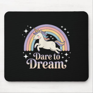 Dare To Dream Unicorn Rainbow Motivation  Mouse Mat