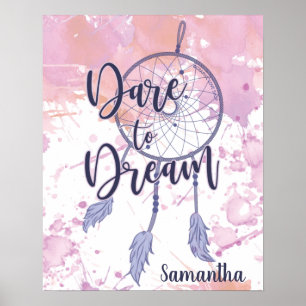 Dare to Dream Watercolor Dreamcatcher Personalised Poster