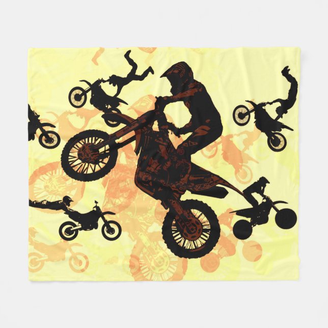 Dare to Fly -  Motocross Stunts Fleece Blanket (Front (Horizontal))