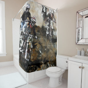 "Dare to Race" Motocross Dirt-Bike Racers Shower Curtain