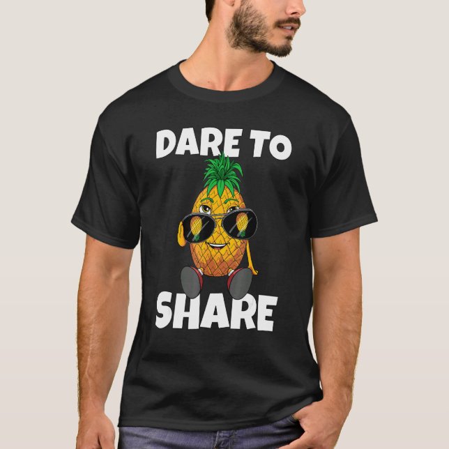 Dare To Share Swinger Upside Down Sunglasses Pinea T-Shirt (Front)