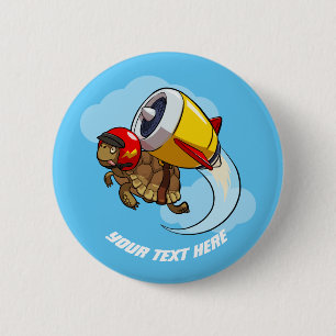 Daredevil Flying Tortoise with a Jet Pack Cartoon 6 Cm Round Badge