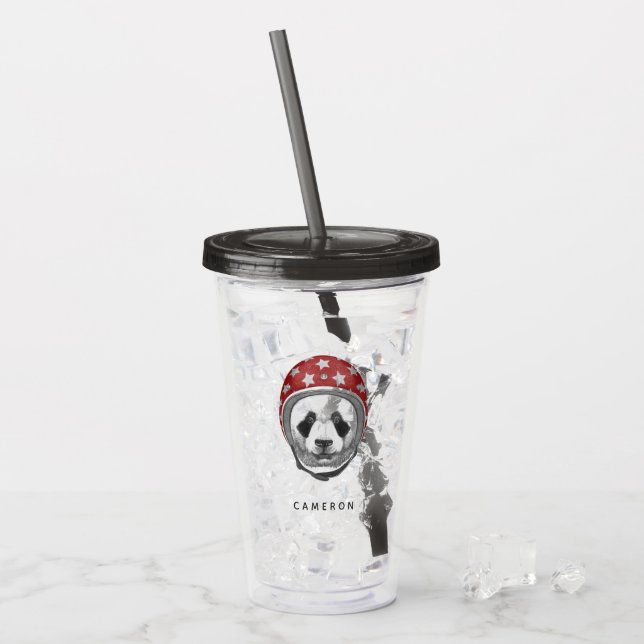Daredevil Panda | Add Your Name Acrylic Tumbler (Front Ice)