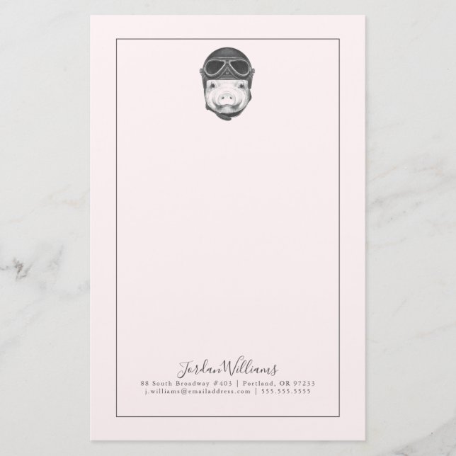 Daredevil Pig | Add Your Name Stationery (Front)