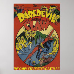 Daredevil Vs The Claw  Vintage Comic Book Poster
