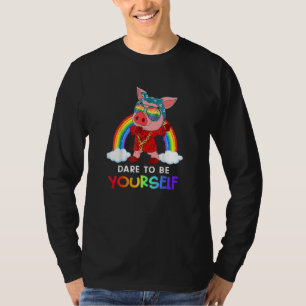 Dares To Be Yourselfs Cute Lgbt Pride Dabbing Pig T-Shirt
