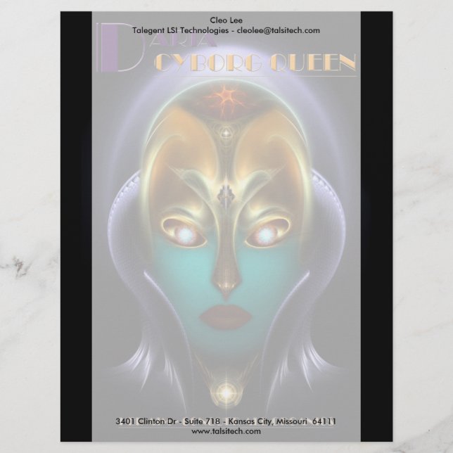 Daria Cyborg Queen Letterhead Design (Front)