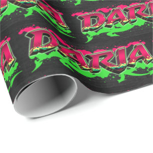 Daria Vorname Name Graffiti red green Wrapping Paper