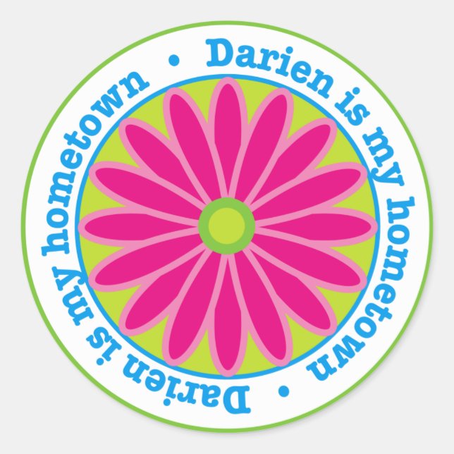 Darien Hometown Flower Sticker (Front)