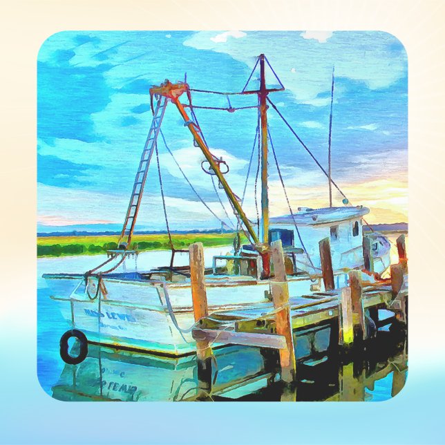 Darien Shrimp Boat Fleet Square Sticker (Creator Uploaded)