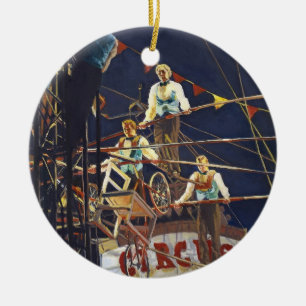 Daring Flying Wallendas Trapeze Circus Act Ceramic Tree Decoration