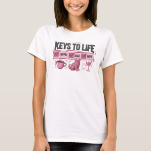 Daring Pink COFFEE THEN WINE Art Design T-Shirt