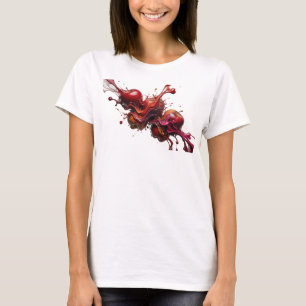 Daring Red Abstract Apple Fashion Print T-Shirt